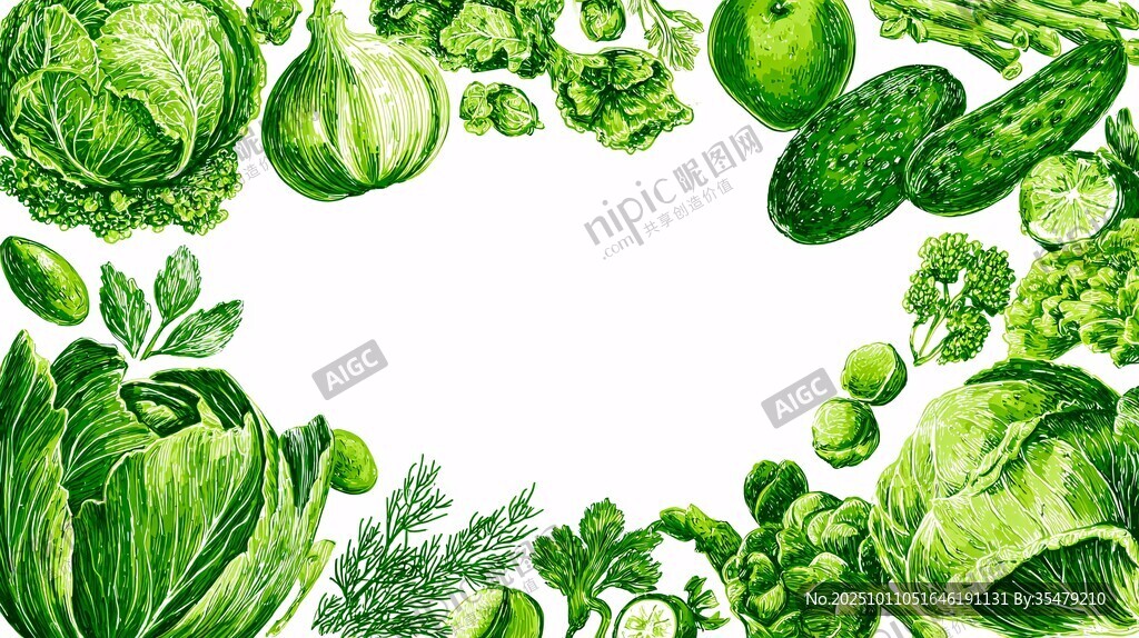 清新绿蔬环绕的空白画布
