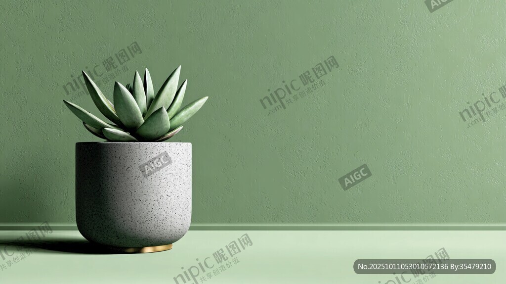 灰盆中的清新多肉植物