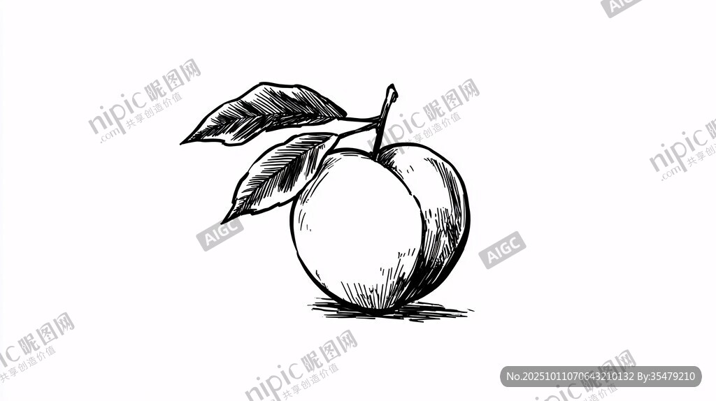 手绘桃子插画