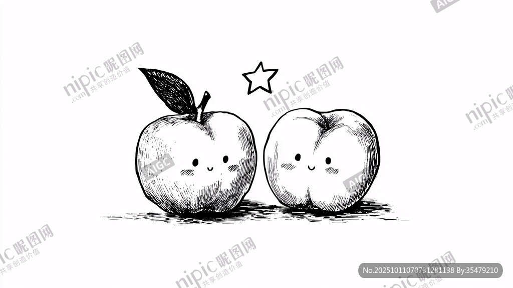 可爱苹果插画