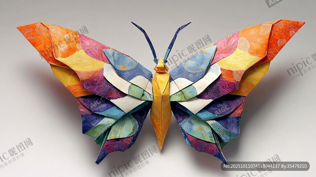彩色折纸蝴蝶艺术作品