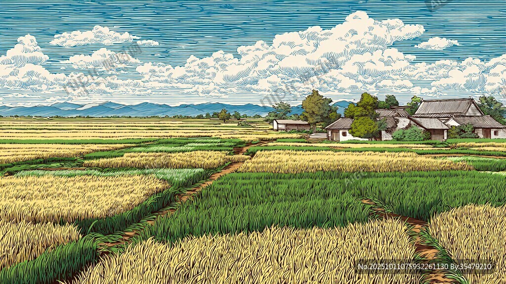 乡村田野风光美丽景致