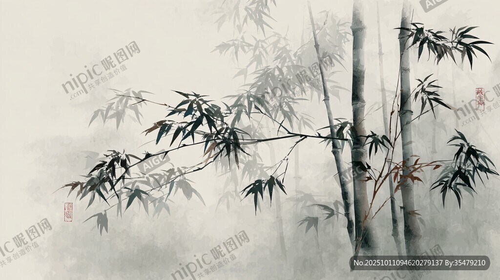 水墨竹林图