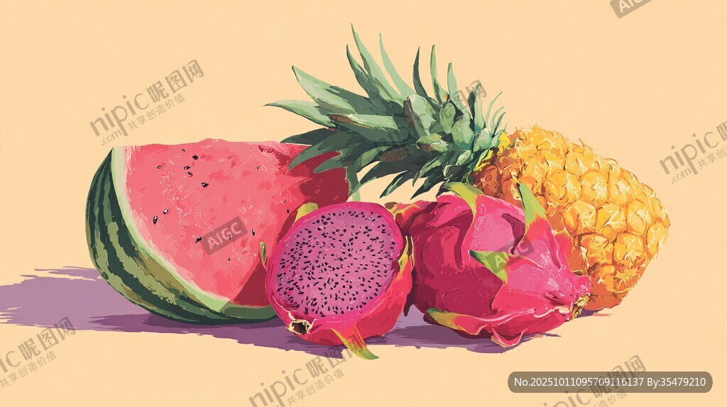 缤纷水果组合插画