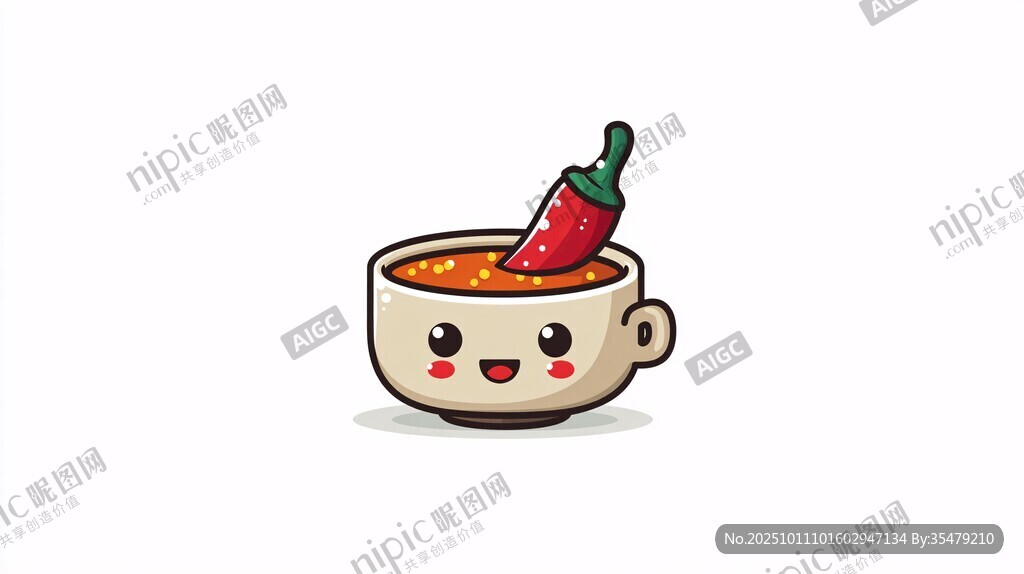 可爱辣椒汤杯卡通形象