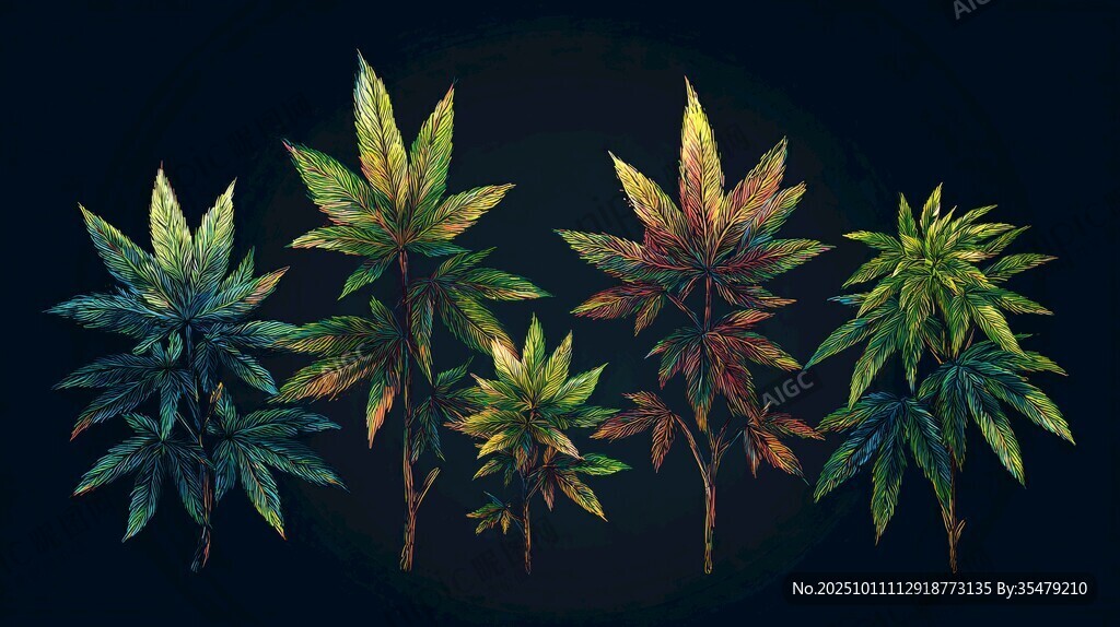多彩大麻植株特写