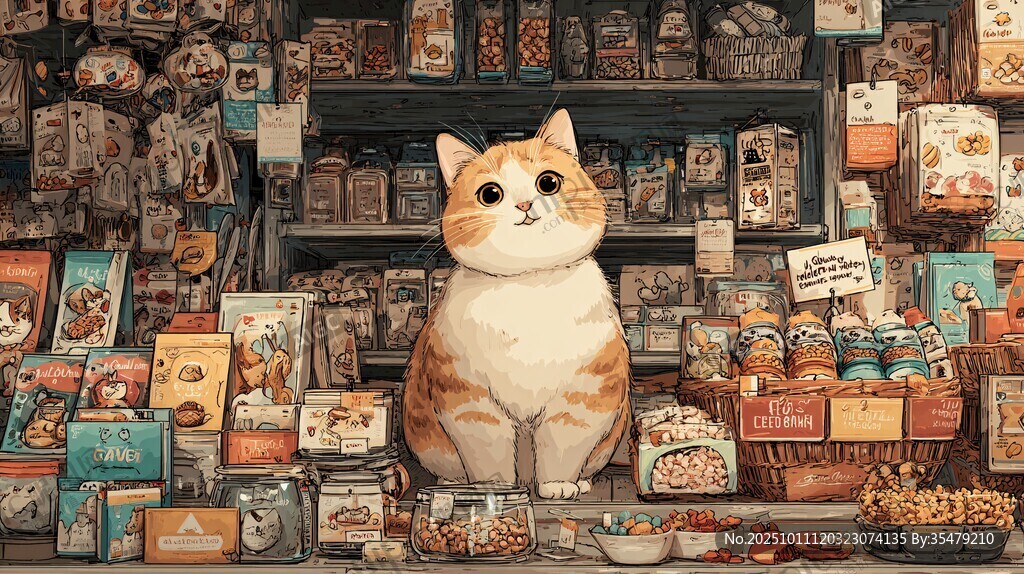 萌猫坐镇温馨零食小铺