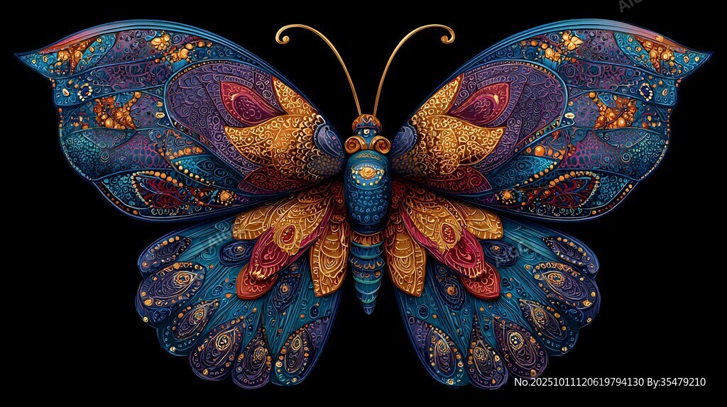 梦幻绚丽蝴蝶艺术插画
