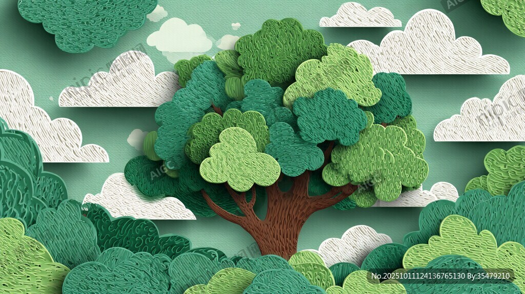 纸艺森林 绿意盎然的奇幻景