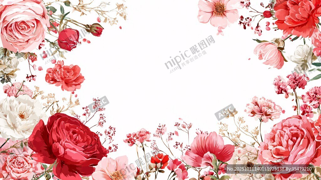 浪漫花卉边框图案设计