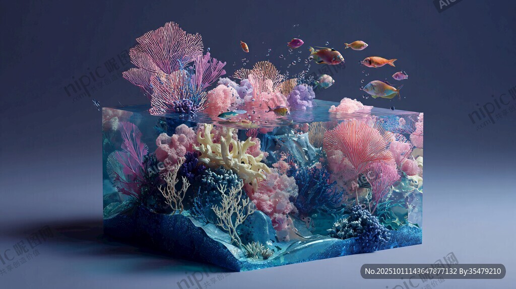 梦幻海底珊瑚与游鱼景观