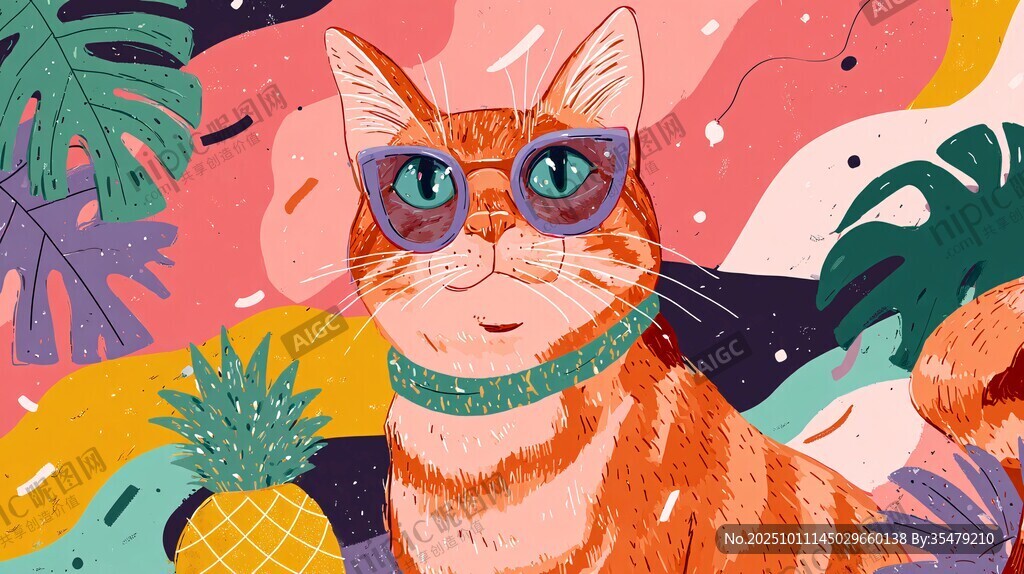 时髦橘猫的奇幻植物世界