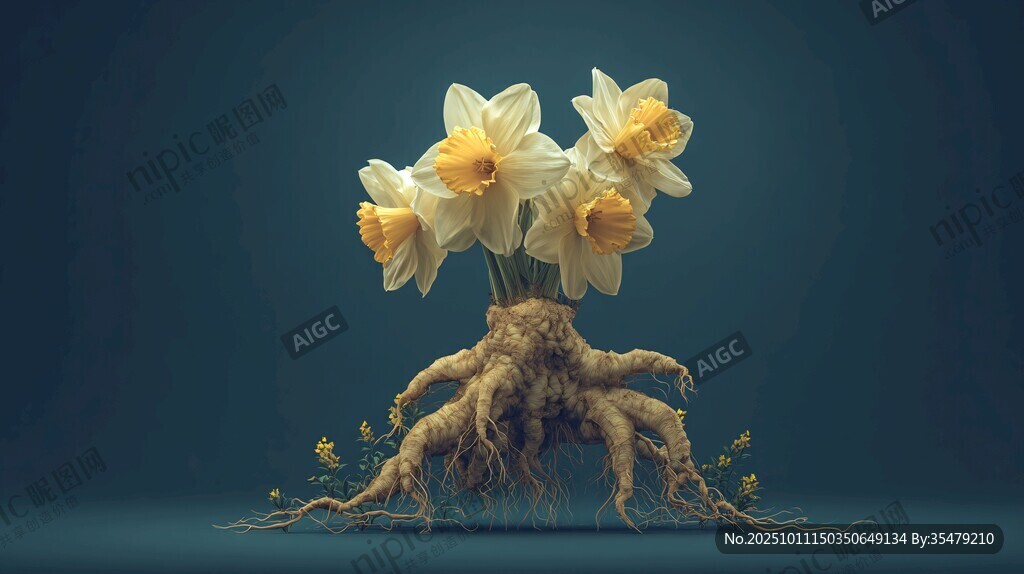 水仙绽放 根系与花朵的奇妙组合