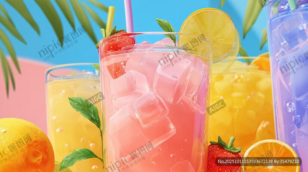 缤纷夏日果汁饮品