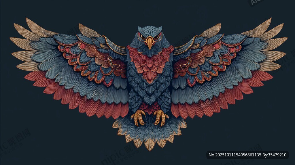 立体风格展翅雄鹰插画