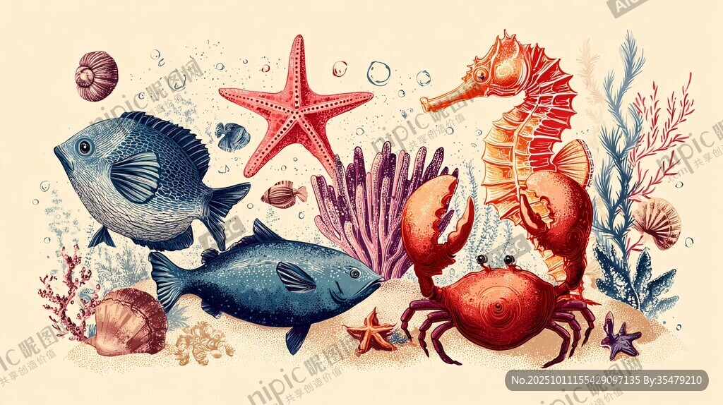海洋生物的缤纷海底世界