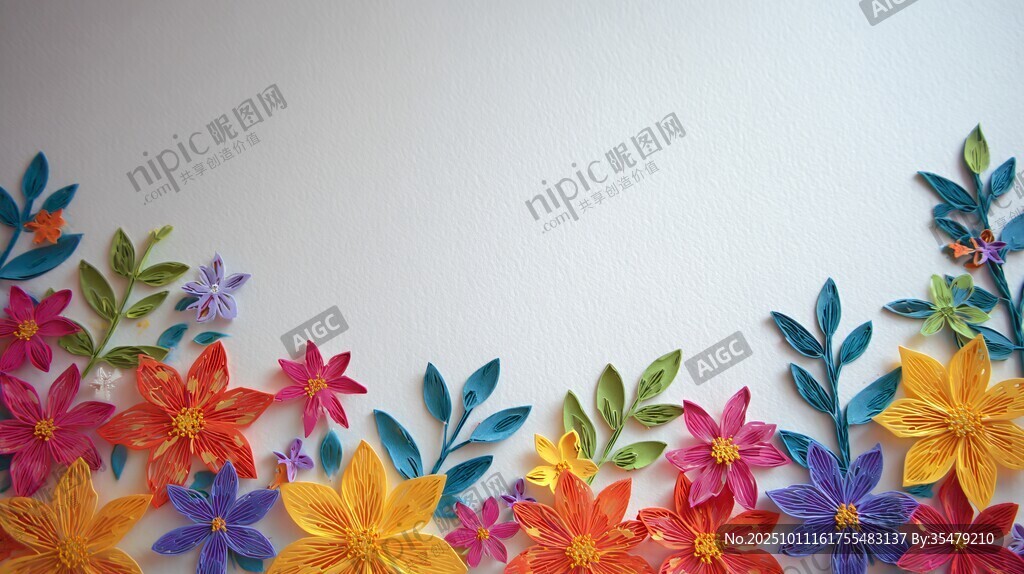 多彩纸艺花卉装饰边框