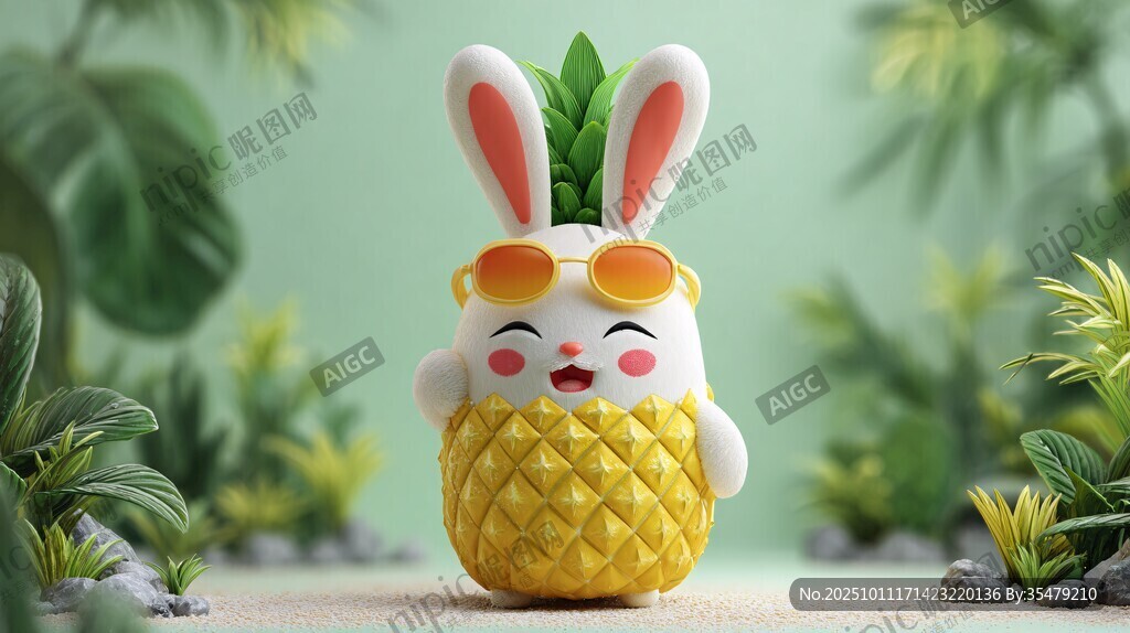萌趣菠萝兔摆件可爱登场