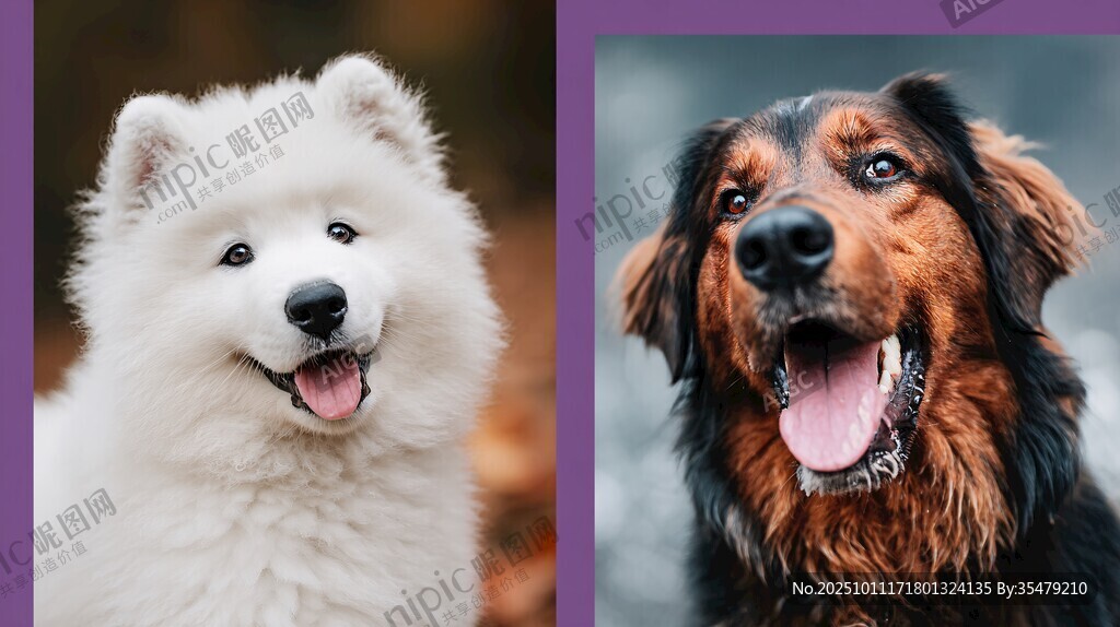 两种萌犬特写