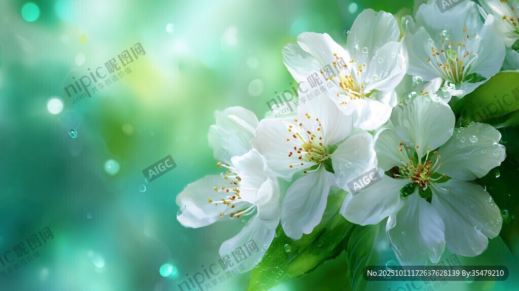 春日洁白繁花清新美景