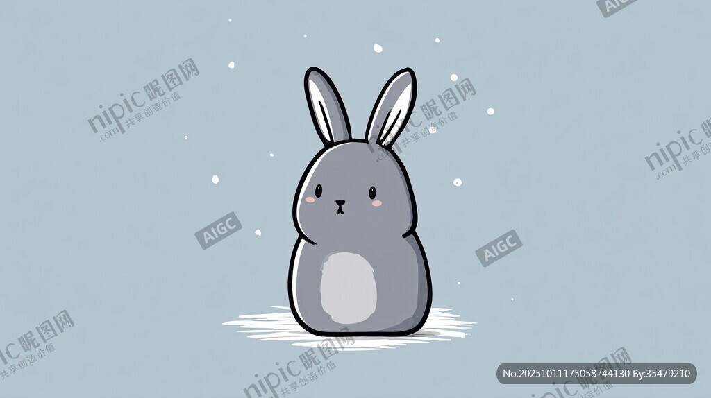 可爱灰兔雪地俏皮模样