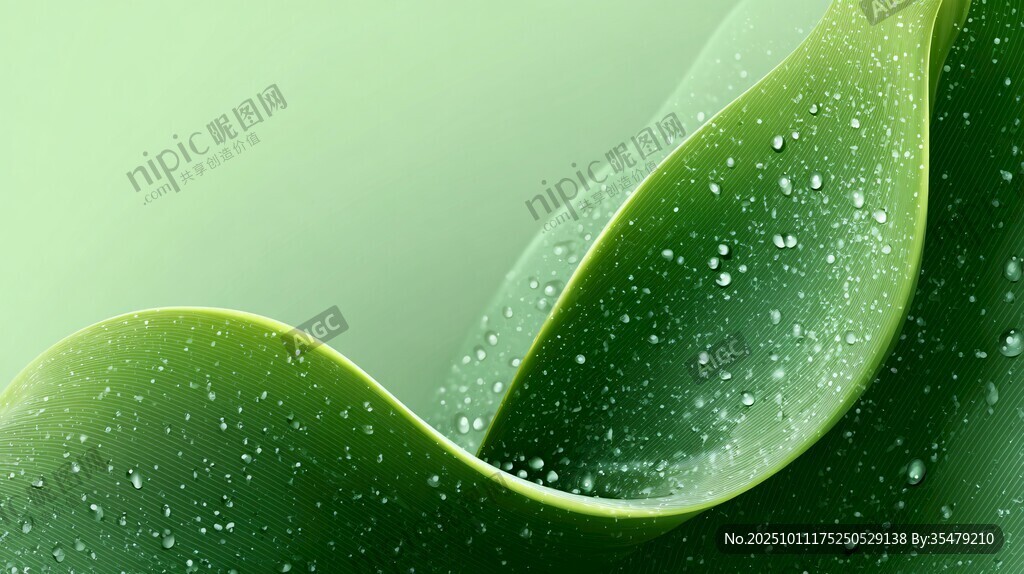 翠绿叶片上的晶莹水珠