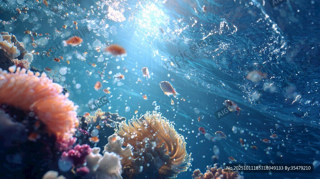 梦幻海底珊瑚与游鱼世界