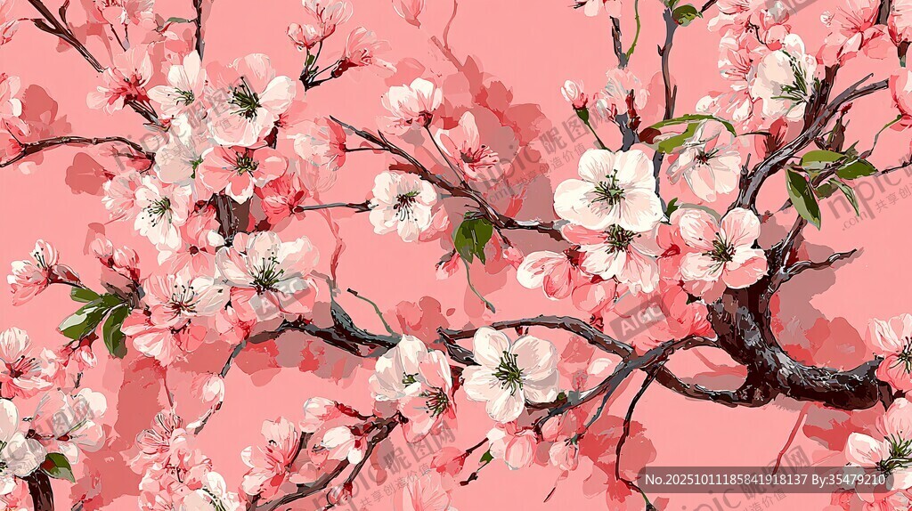 粉色烂漫桃花背景图