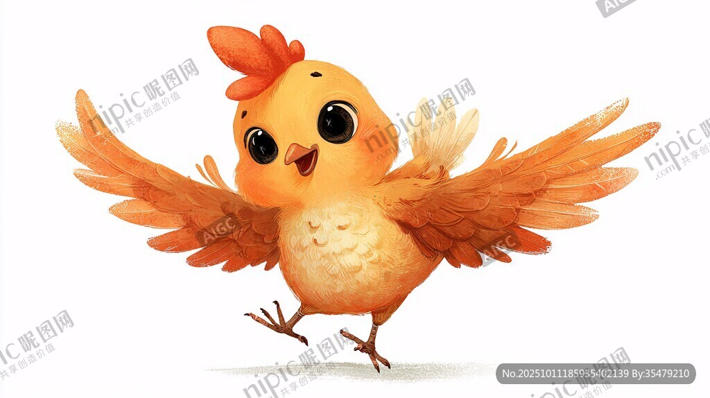 可爱小鸡展翅萌态十足
