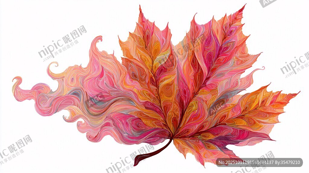 梦幻色彩枫叶艺术插画