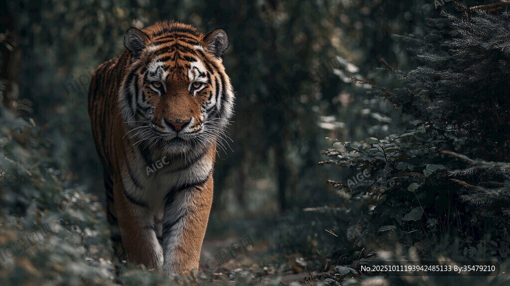 森林中独行的斑斓猛虎