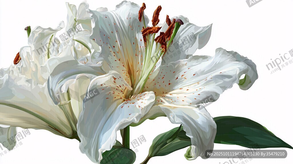 纯白优雅百合花绽放