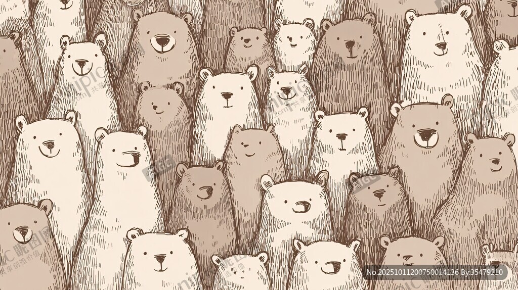 熊群可爱插画图案
