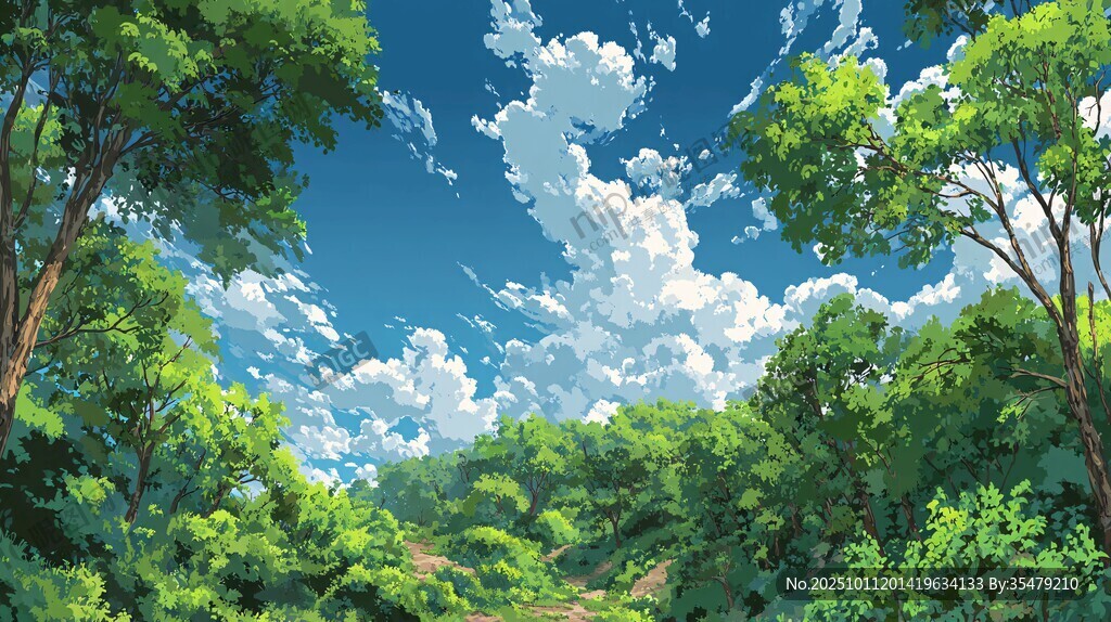 夏日林间美景