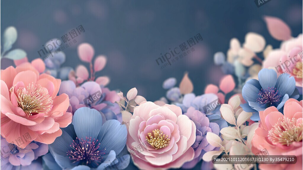 梦幻花卉边框