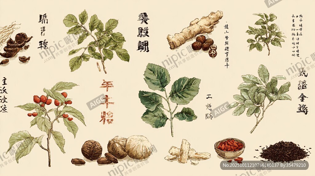 传统中药材植物手绘图鉴