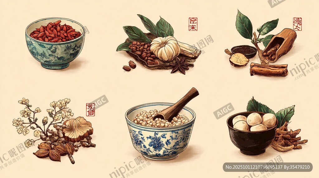 传统中药材与香料展示