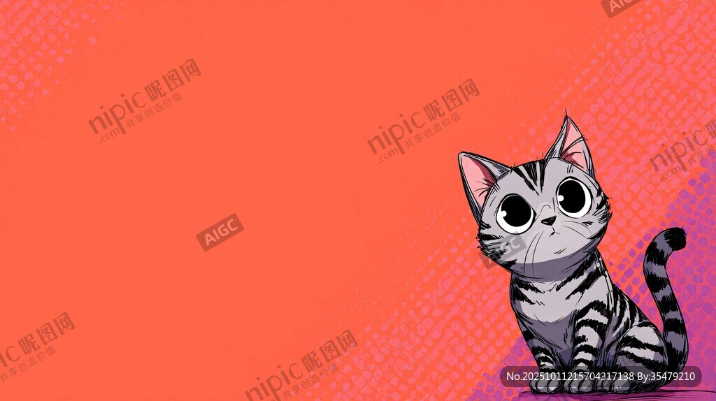 可爱猫咪于多彩背景中