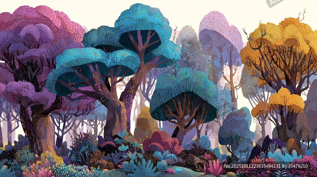 梦幻多彩森林奇幻景观
