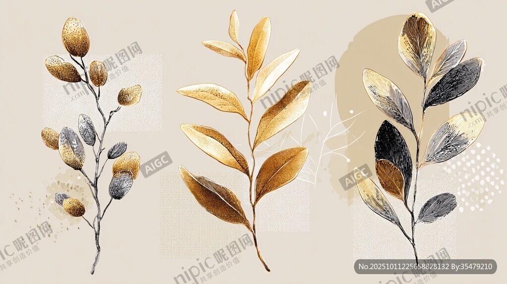秋日植物水彩插画艺术