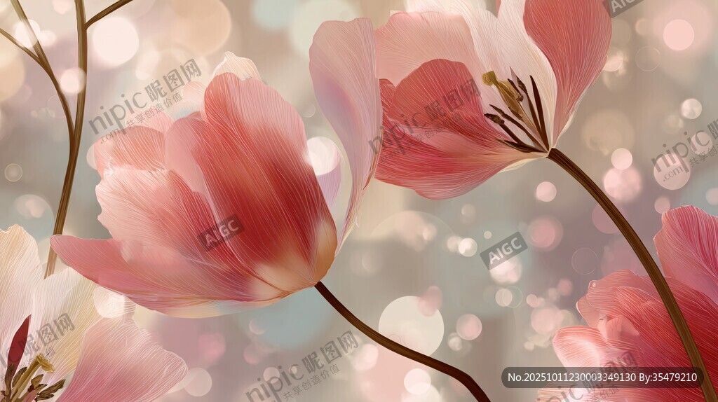 梦幻粉色郁金香唯美画面