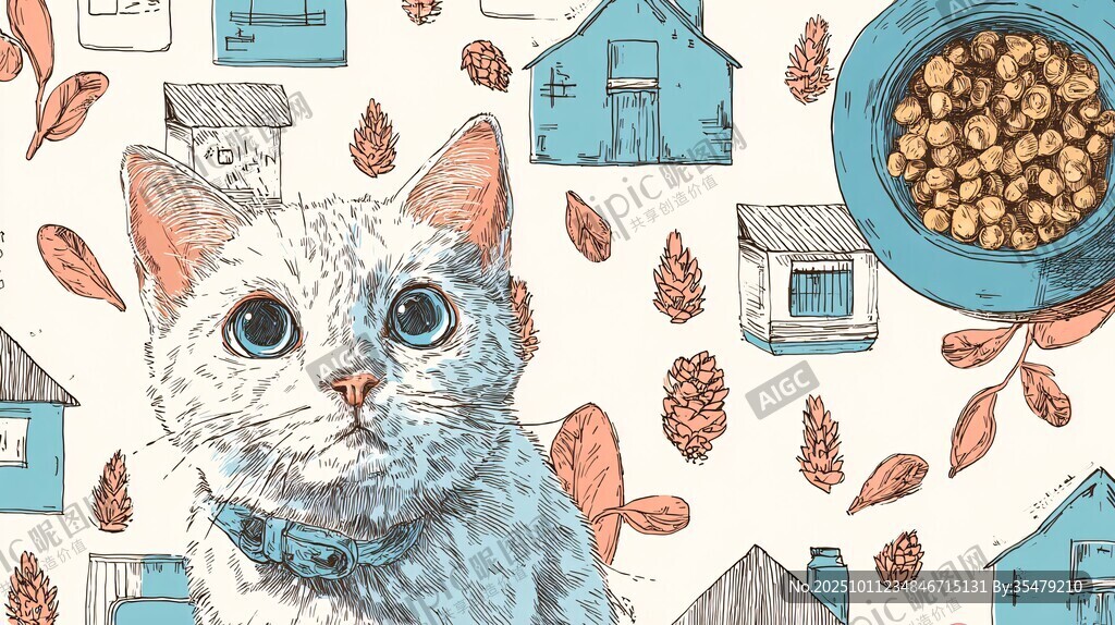 可爱猫咪与温馨家园图景