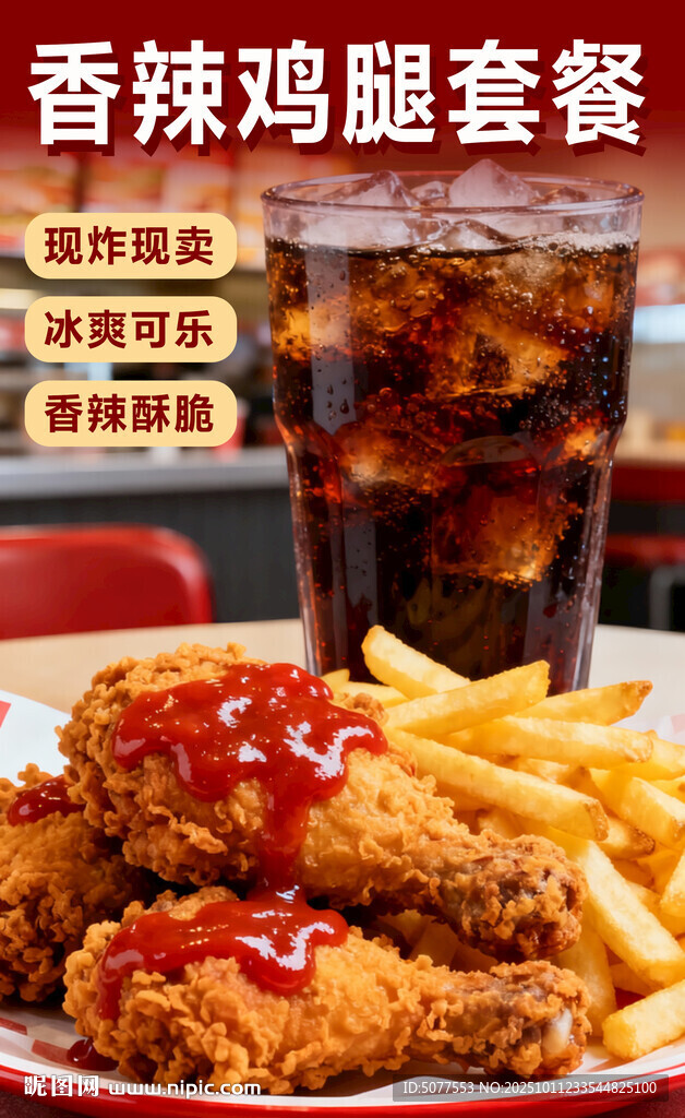 香辣鸡腿套餐配冰可乐