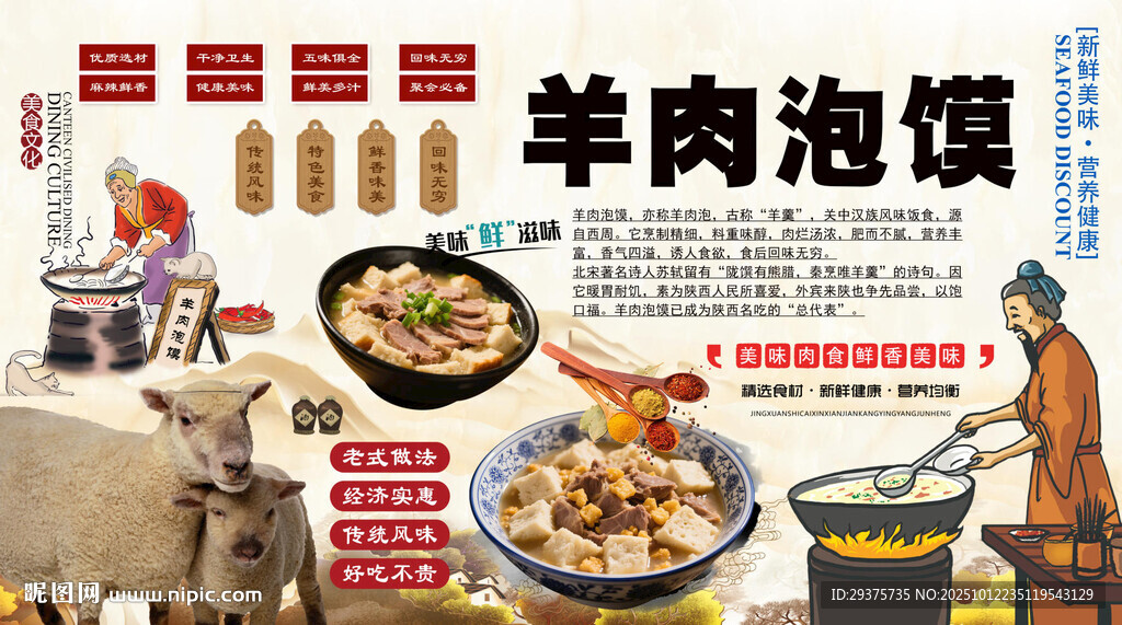 羊肉泡馍背景墙