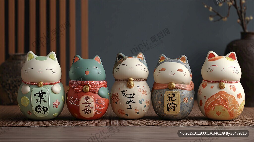 可爱招财猫摆件精致展示