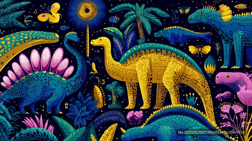 梦幻恐龙世界的奇幻图景