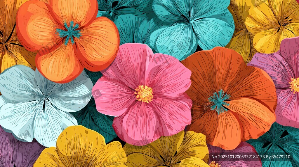 缤纷多彩花卉图案背景