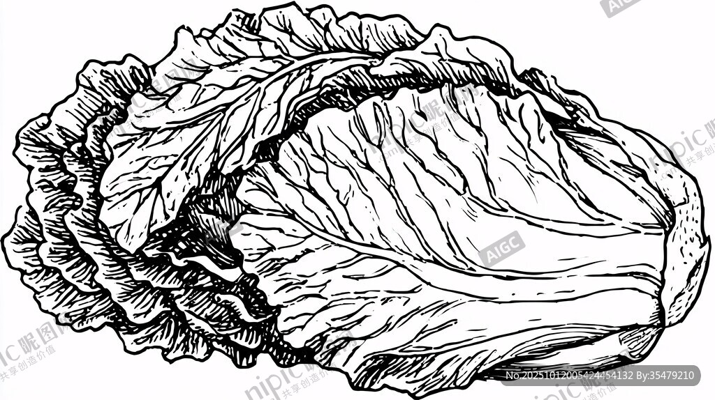 手绘大白菜插画