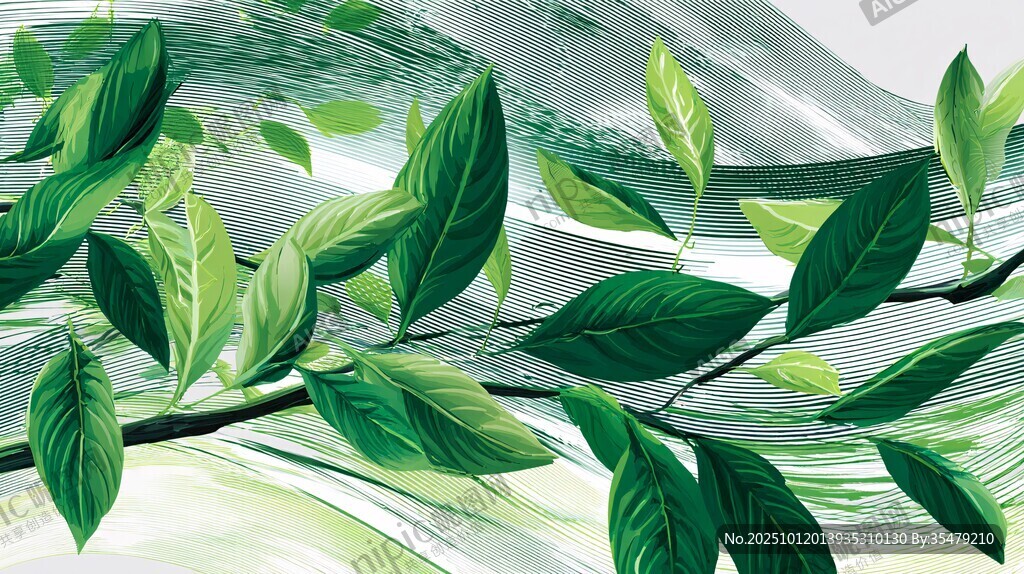 清新绿叶插画