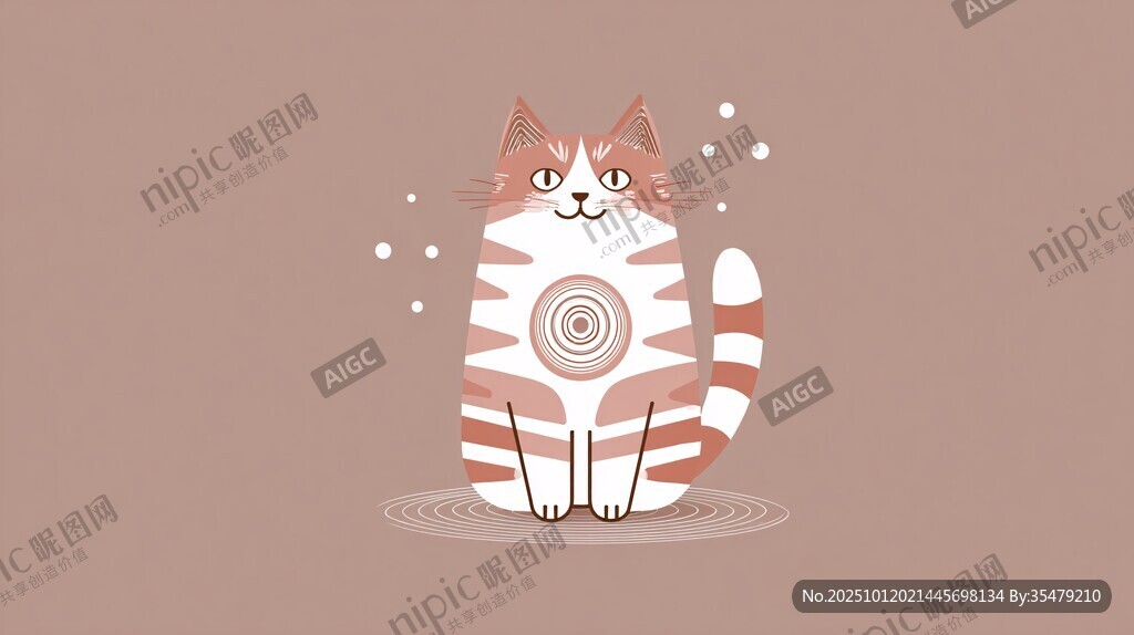 可爱条纹猫咪插画